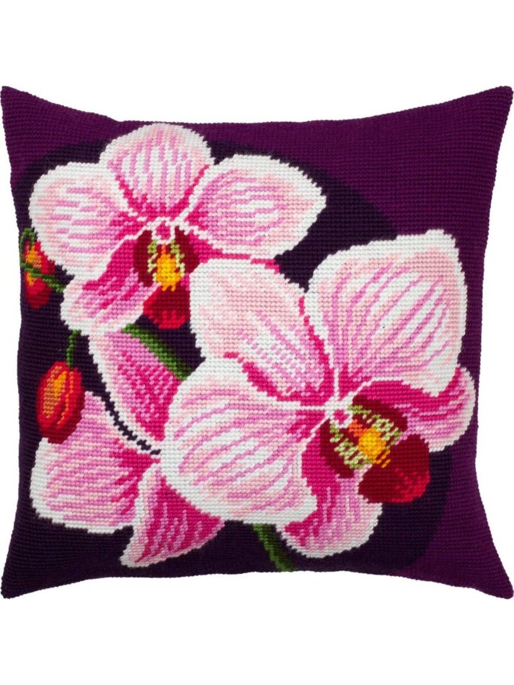 Floral Embroidery Kit for Adults & Beginners - Pink Orchids 16" x 16", Easy to